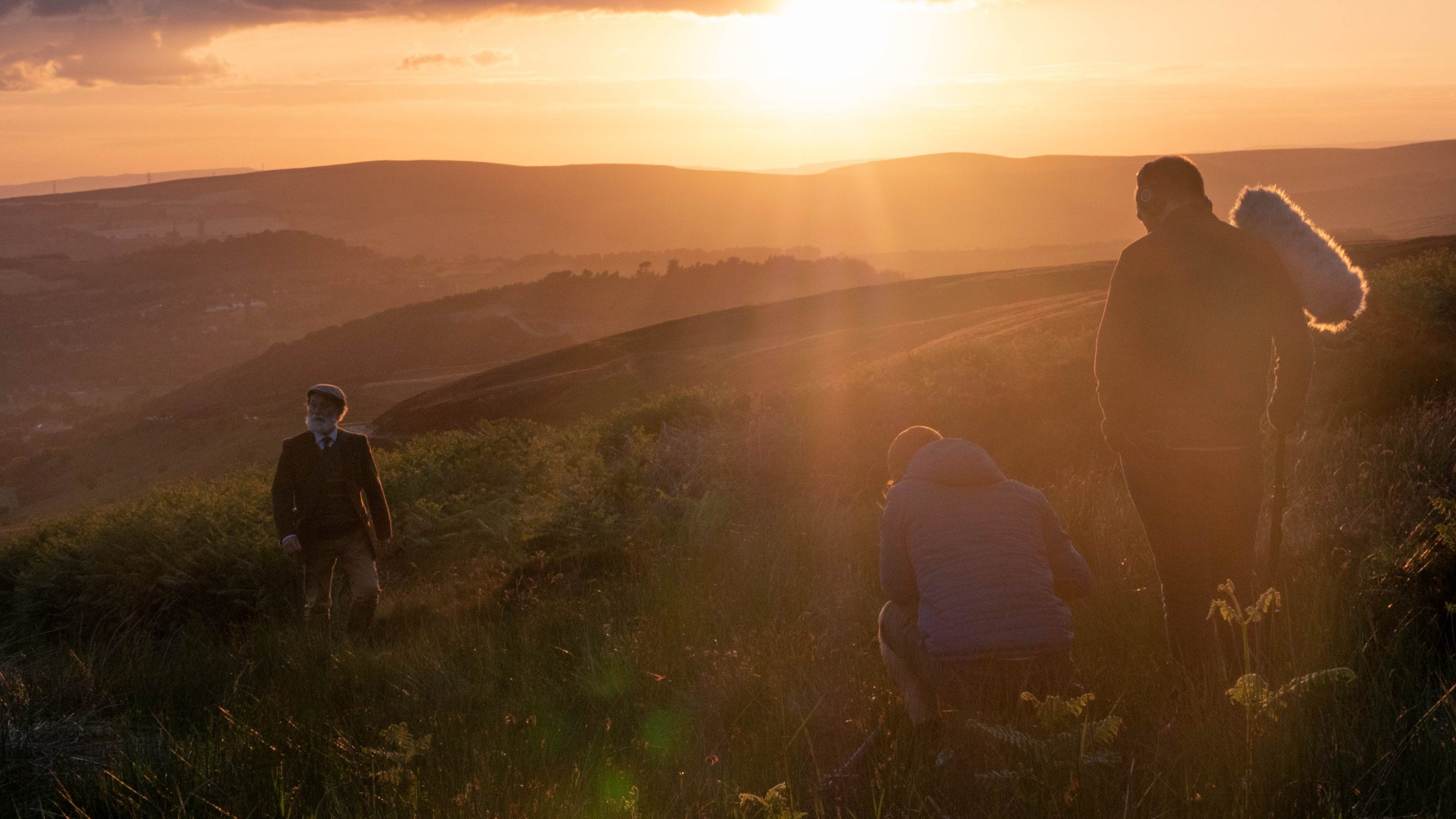 Behind the scenes, filming the final sequence of The Carbon Farmer at sunset