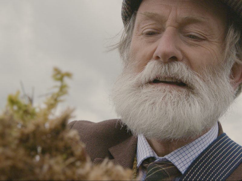 The Carbon Farmer (Melvyn Rawlinson) inspecting some moss in one of his bogs